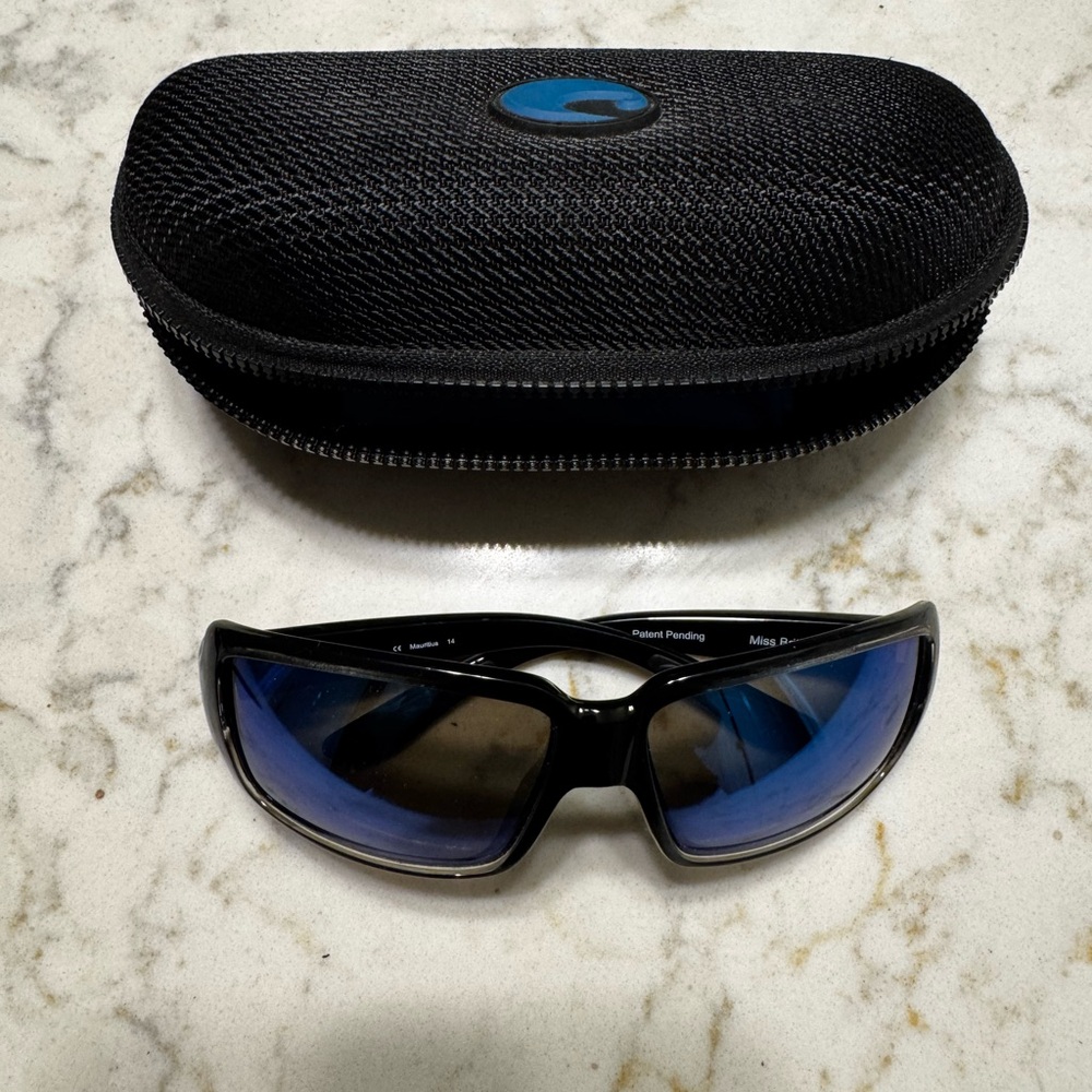 Costa Black Frames with Reflective Blue Lenses
